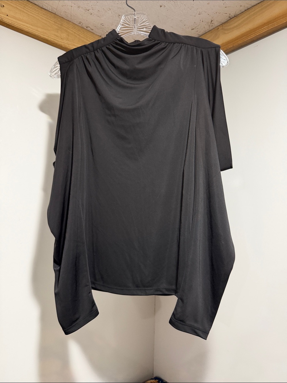 INC International Concepts block mock neck cold shoulder blouse M moody romantic